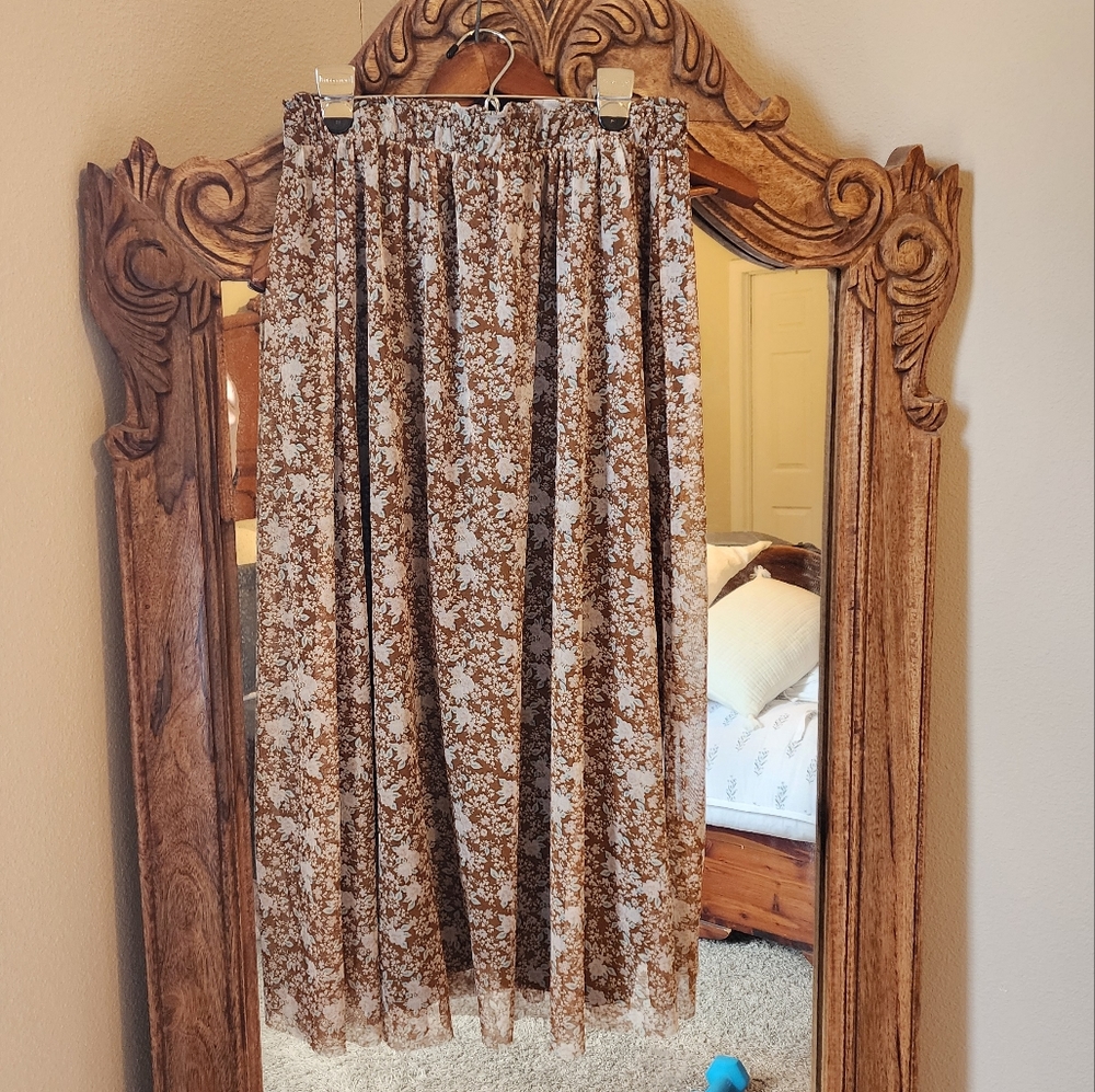 Altar'd State brown floral midi skirt